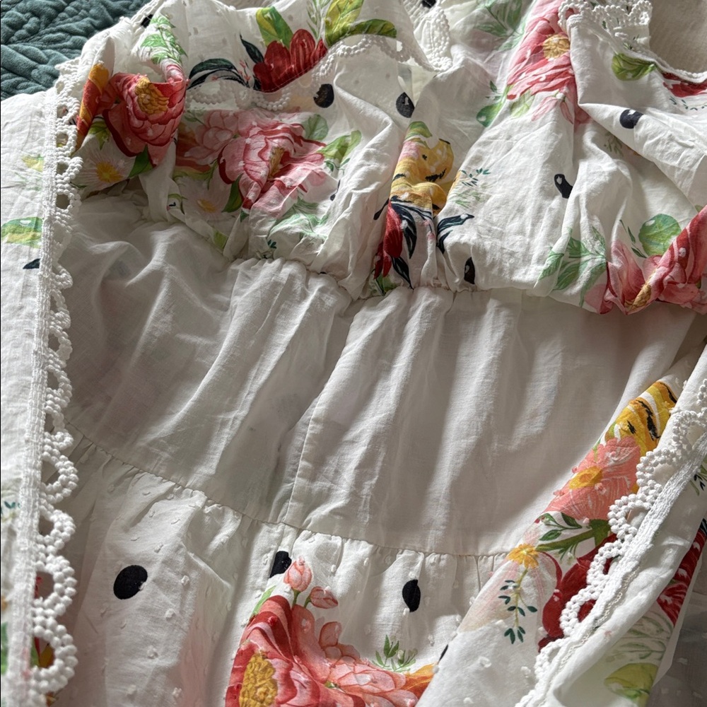Charming Floral Farm Rio Dress with Polka Dots. Sz.L - Picture 7 of 8